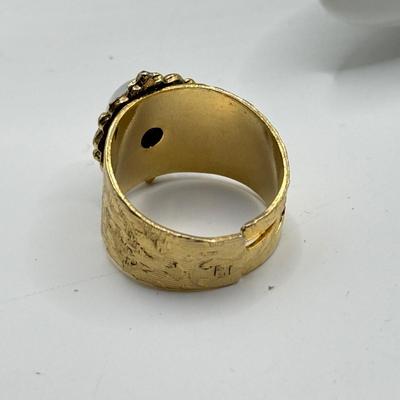 LOT 158J: Pink & Gold Tone Necklaces, Rings & Earrings