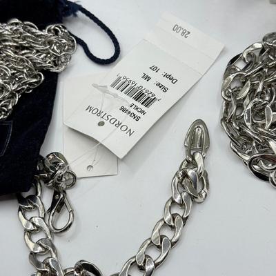 LOT 159: New Lola & Grace Swarovski Lock Chain Necklace, NWT Nadri Earrings, Nordstrom Chain Belts & More