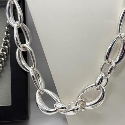 LOT 159: New Lola & Grace Swarovski Lock Chain Necklace, NWT Nadri Earrings, Nordstrom Chain Belts & More
