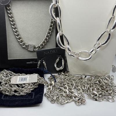 LOT 159: New Lola & Grace Swarovski Lock Chain Necklace, NWT Nadri Earrings, Nordstrom Chain Belts & More