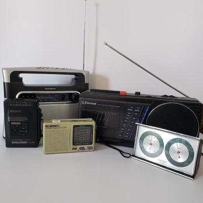 LOT 164Z: Vintage Radios, Sony Walkman, World Reciever Radio & Thermometer
