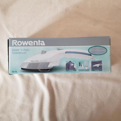 LOT 166Z: Sewing Notions, Rowenta Steamer, Stitch Mate(NIB) & Pack of Wooden Hangers