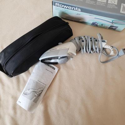 LOT 166Z: Sewing Notions, Rowenta Steamer, Stitch Mate(NIB) & Pack of Wooden Hangers