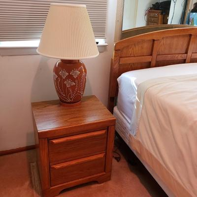 LOT 167Z: Bedroom Set: Two Nightstands with Matching Headboard & Pair of Lamps