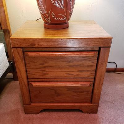 LOT 167Z: Bedroom Set: Two Nightstands with Matching Headboard & Pair of Lamps