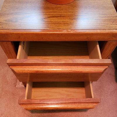 LOT 167Z: Bedroom Set: Two Nightstands with Matching Headboard & Pair of Lamps