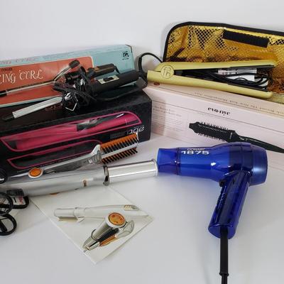 LOT 169Z: Assorted Hair Tools-Straighteners, Curlers, Hair Dryer