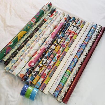 LOT 176X: 18 Rolls of Unopened Wrapping Paper with Ribbon
