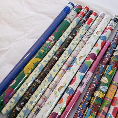 LOT 176X: 18 Rolls of Unopened Wrapping Paper with Ribbon