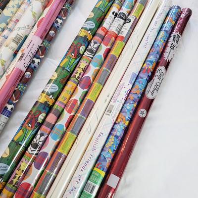 LOT 176X: 18 Rolls of Unopened Wrapping Paper with Ribbon