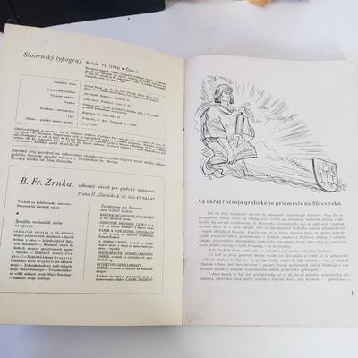 LOT 180Z: Vintage Stamp Album, Slovensky Typograf Art Book & Airplane Scrap Book