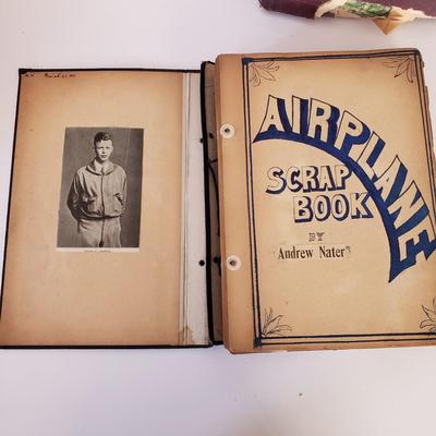 LOT 180Z: Vintage Stamp Album, Slovensky Typograf Art Book & Airplane Scrap Book