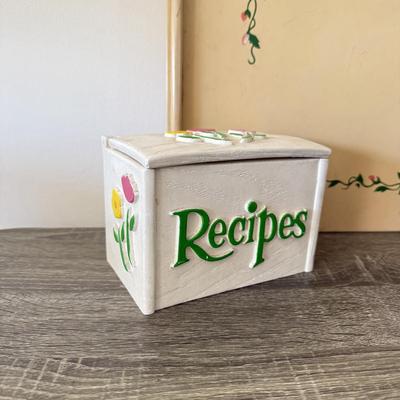 LOT 181L: Vintage West Bend Cream Brown Slow Cooker, Painted "Breakfast in Bed" Tray & Vintage Recipe Boxes