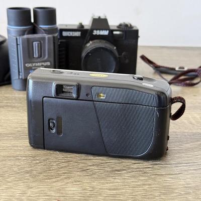 LOT 182K: Olympus 10x25 RCII Binoculars & 35mm Film Cameras: Quickshot & Nikon OneTouch 100