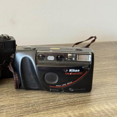 LOT 182K: Olympus 10x25 RCII Binoculars & 35mm Film Cameras: Quickshot & Nikon OneTouch 100