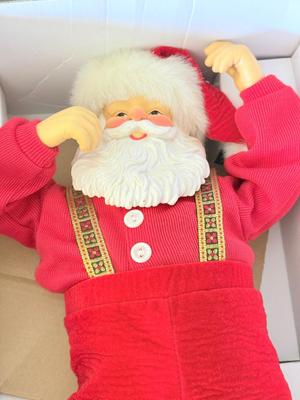 LOT 187L: Vintage Animated Christmas Decor w/ Boxes: Jingle Bell Rock Santa & Douglas Fir