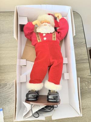 LOT 187L: Vintage Animated Christmas Decor w/ Boxes: Jingle Bell Rock Santa & Douglas Fir