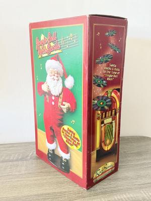 LOT 187L: Vintage Animated Christmas Decor w/ Boxes: Jingle Bell Rock Santa & Douglas Fir