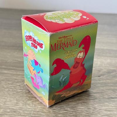 LOT 191L: Vintage Mini Ball Tree Ornaments, Disney & More: Glass Christmas Balls w/ Characters, Stretchy Santas, Sebastian Ornament...