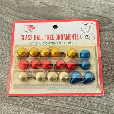LOT 191L: Vintage Mini Ball Tree Ornaments, Disney & More: Glass Christmas Balls w/ Characters, Stretchy Santas, Sebastian Ornament...