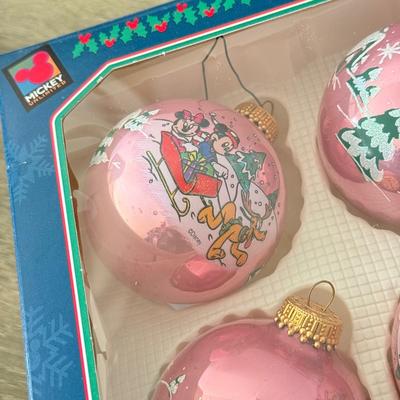 LOT 191L: Vintage Mini Ball Tree Ornaments, Disney & More: Glass Christmas Balls w/ Characters, Stretchy Santas, Sebastian Ornament...