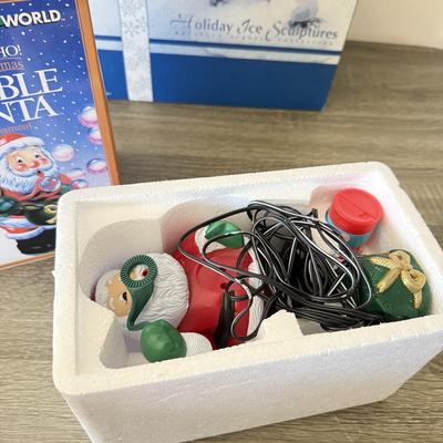 LOT 192L: Boxed Christmas Decor: Vintage Bubble Santa, Willie Winter & Glass Snowmen
