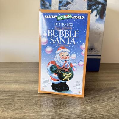 LOT 192L: Boxed Christmas Decor: Vintage Bubble Santa, Willie Winter & Glass Snowmen