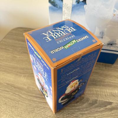 LOT 192L: Boxed Christmas Decor: Vintage Bubble Santa, Willie Winter & Glass Snowmen