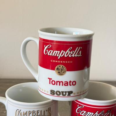LOT 193L: Collection of Campbell's Soup Christmas Tree Ornaments w/ Vintage Tomato Soup Label Print Mugs