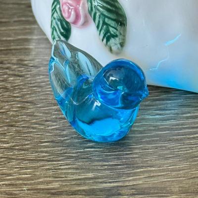 LOT 196H: Lenox Rose Vase, 1978 Yorkraft Robert Browning Quote Stained Glass, Musical Glass Hummingbird & More