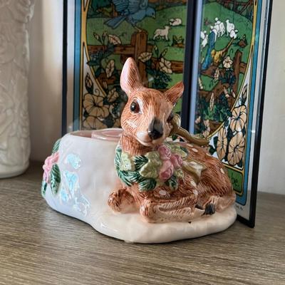 LOT 196H: Lenox Rose Vase, 1978 Yorkraft Robert Browning Quote Stained Glass, Musical Glass Hummingbird & More