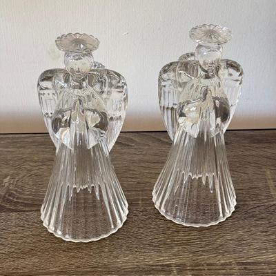 LOT 197H: Seiko Crystal Anniversary Clock, Angel Glass Figures, Crystal Vase & Frosted Glass Cherub