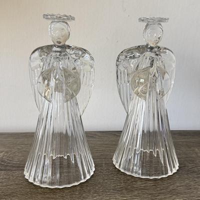 LOT 197H: Seiko Crystal Anniversary Clock, Angel Glass Figures, Crystal Vase & Frosted Glass Cherub