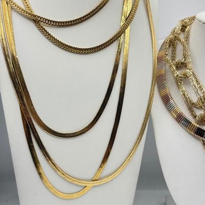 LOT 198J: Goldtone Chains, Belts & Bracelets: Monet, Anne Klein, Kramer & More