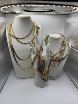 LOT 198J: Goldtone Chains, Belts & Bracelets: Monet, Anne Klein, Kramer & More