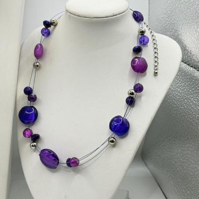 LOT 199J: Wire & Stone Bead Necklaces, Crystal Hoop Earrings & More