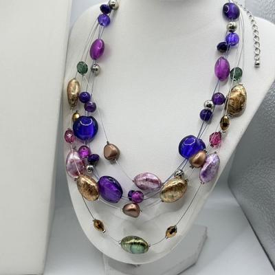 LOT 199J: Wire & Stone Bead Necklaces, Crystal Hoop Earrings & More