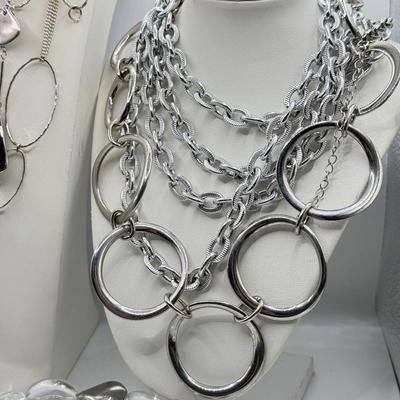 LOT 200J: Aigner, Chico's & More Silvertone Jewelry