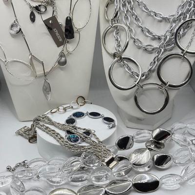 LOT 200J: Aigner, Chico's & More Silvertone Jewelry