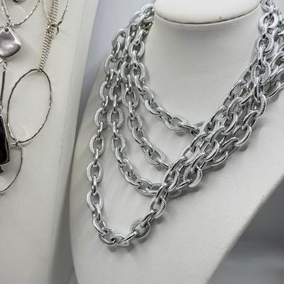 LOT 200J: Aigner, Chico's & More Silvertone Jewelry