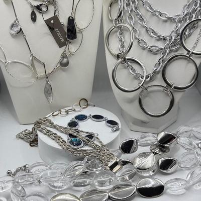 LOT 200J: Aigner, Chico's & More Silvertone Jewelry