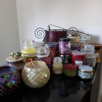 LOT 208F: Large Assortment of Candles-Yankee Candle, Bath & Body Works, Wood Wick & More