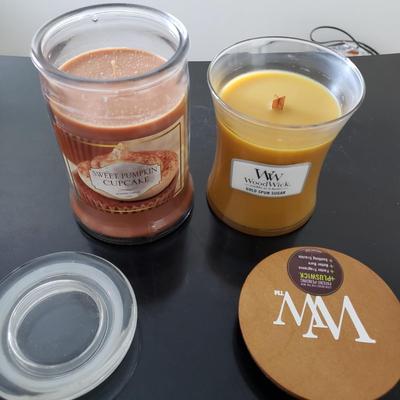 LOT 208F: Large Assortment of Candles-Yankee Candle, Bath & Body Works, Wood Wick & More