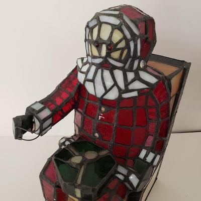 LOT 209F: Large Stained Glass Lighted Santa & Dept 56 Holy Spirit Church