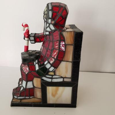 LOT 209F: Large Stained Glass Lighted Santa & Dept 56 Holy Spirit Church