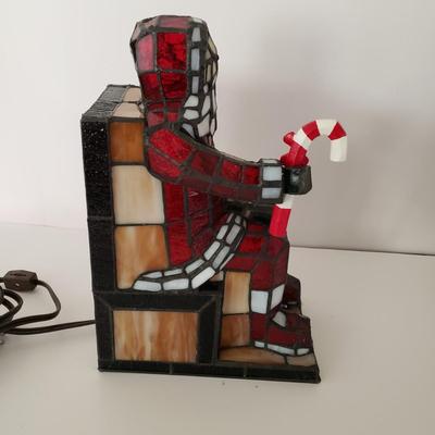 LOT 209F: Large Stained Glass Lighted Santa & Dept 56 Holy Spirit Church