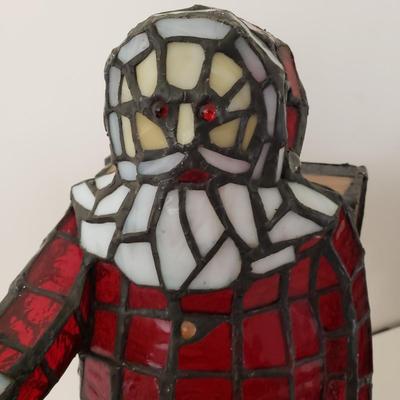 LOT 209F: Large Stained Glass Lighted Santa & Dept 56 Holy Spirit Church