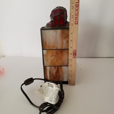 LOT 209F: Large Stained Glass Lighted Santa & Dept 56 Holy Spirit Church