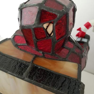 LOT 209F: Large Stained Glass Lighted Santa & Dept 56 Holy Spirit Church