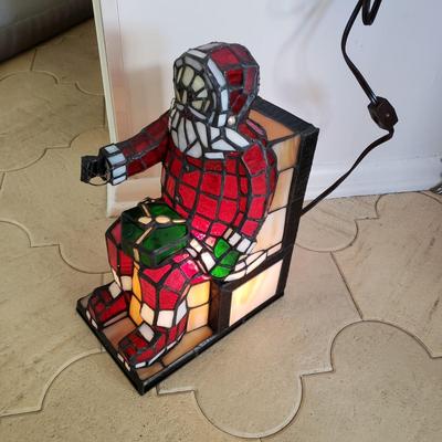 LOT 209F: Large Stained Glass Lighted Santa & Dept 56 Holy Spirit Church
